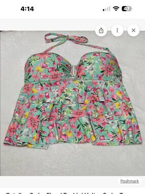 Collections By Catalina Women Tankini Floral Multi Padded Wireless SZ (M 8-10